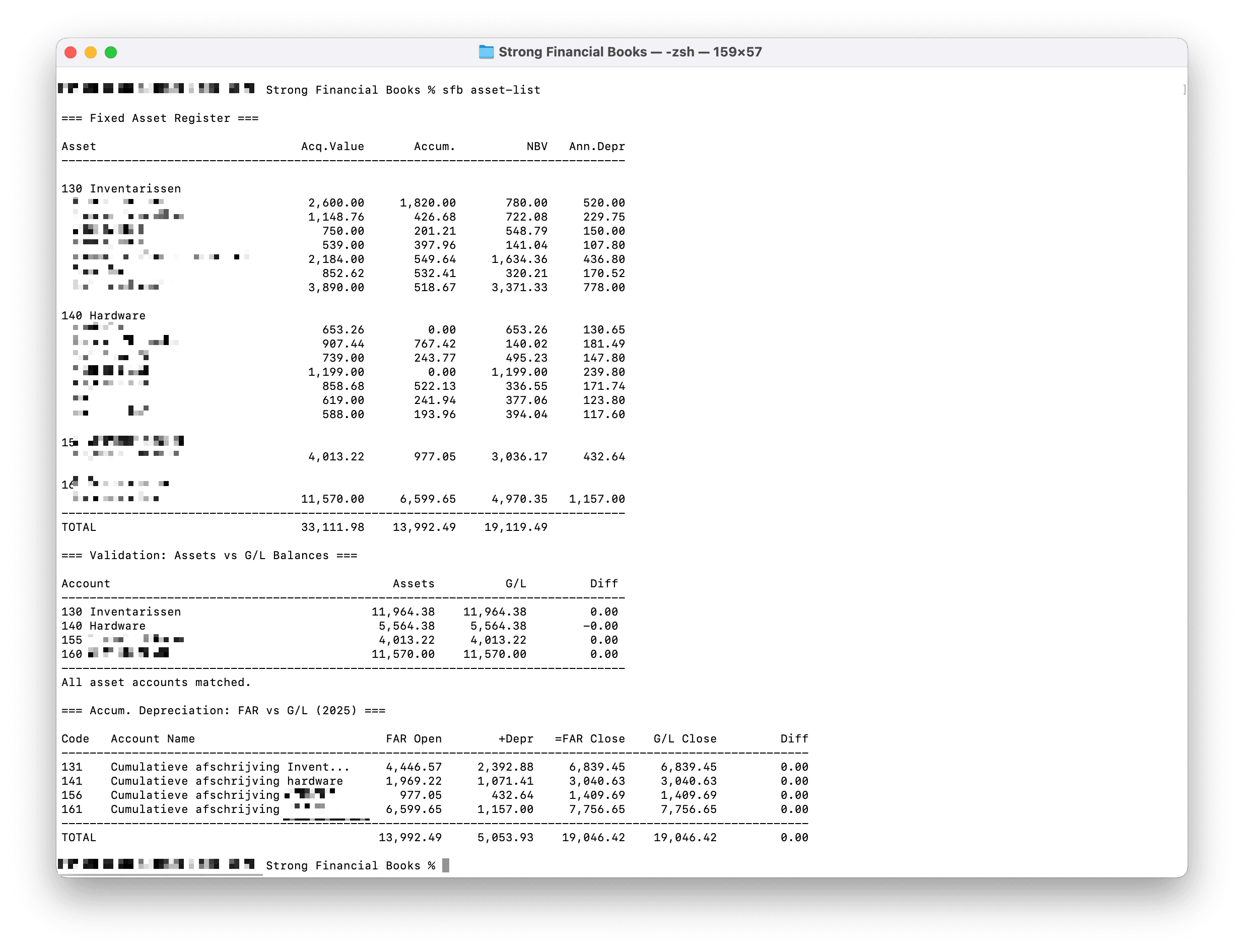 ASAP fixed asset register