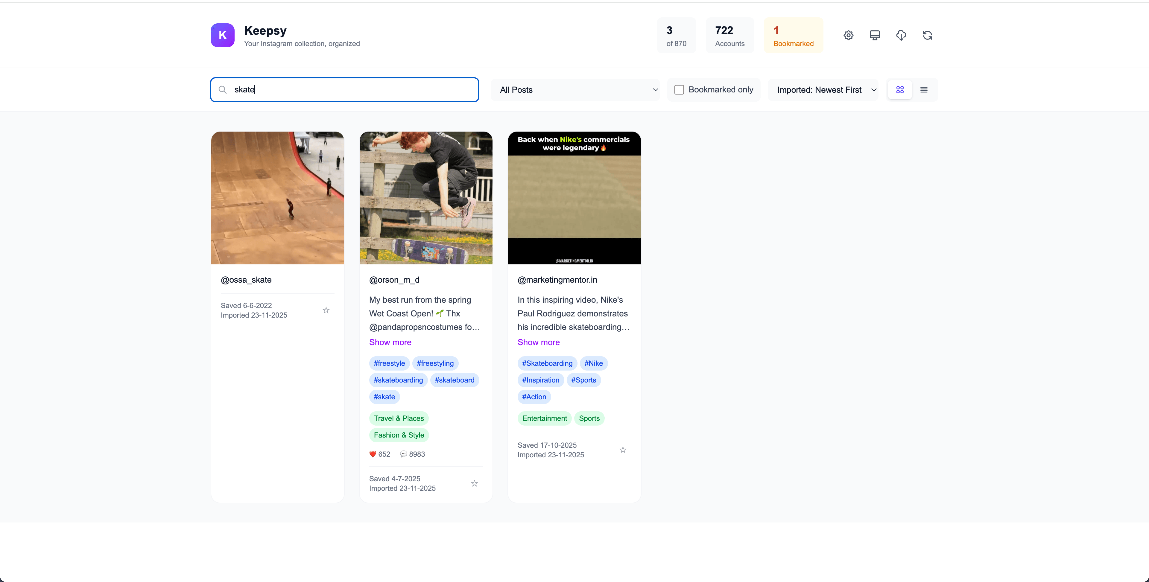 Keepsy search results